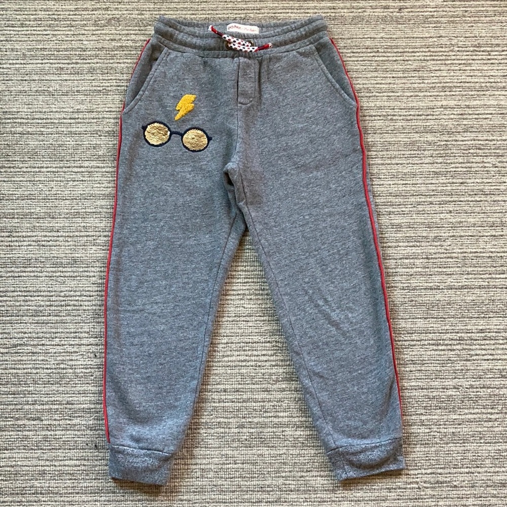 Mini Boden ⚡️ Harry Potter Sweatpants with Sequin Color-shift Glasses!! Size 7‼️